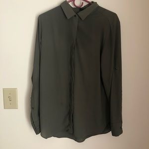Mossimo Army green silk button up